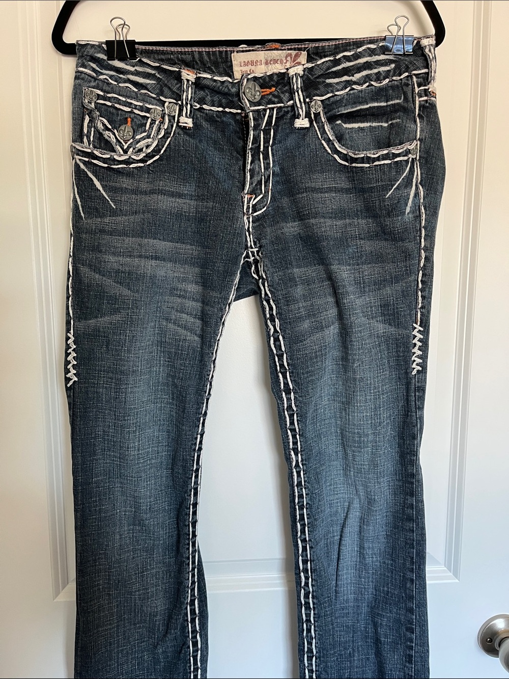 Laguna Beach Western Boot Cut Jeans with White Contrast Stitching